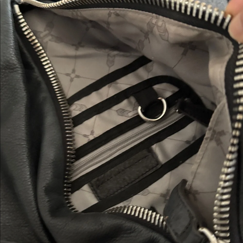 Aimee Kestenberg Black Pebbled Leather Backpack with Silver Hardware